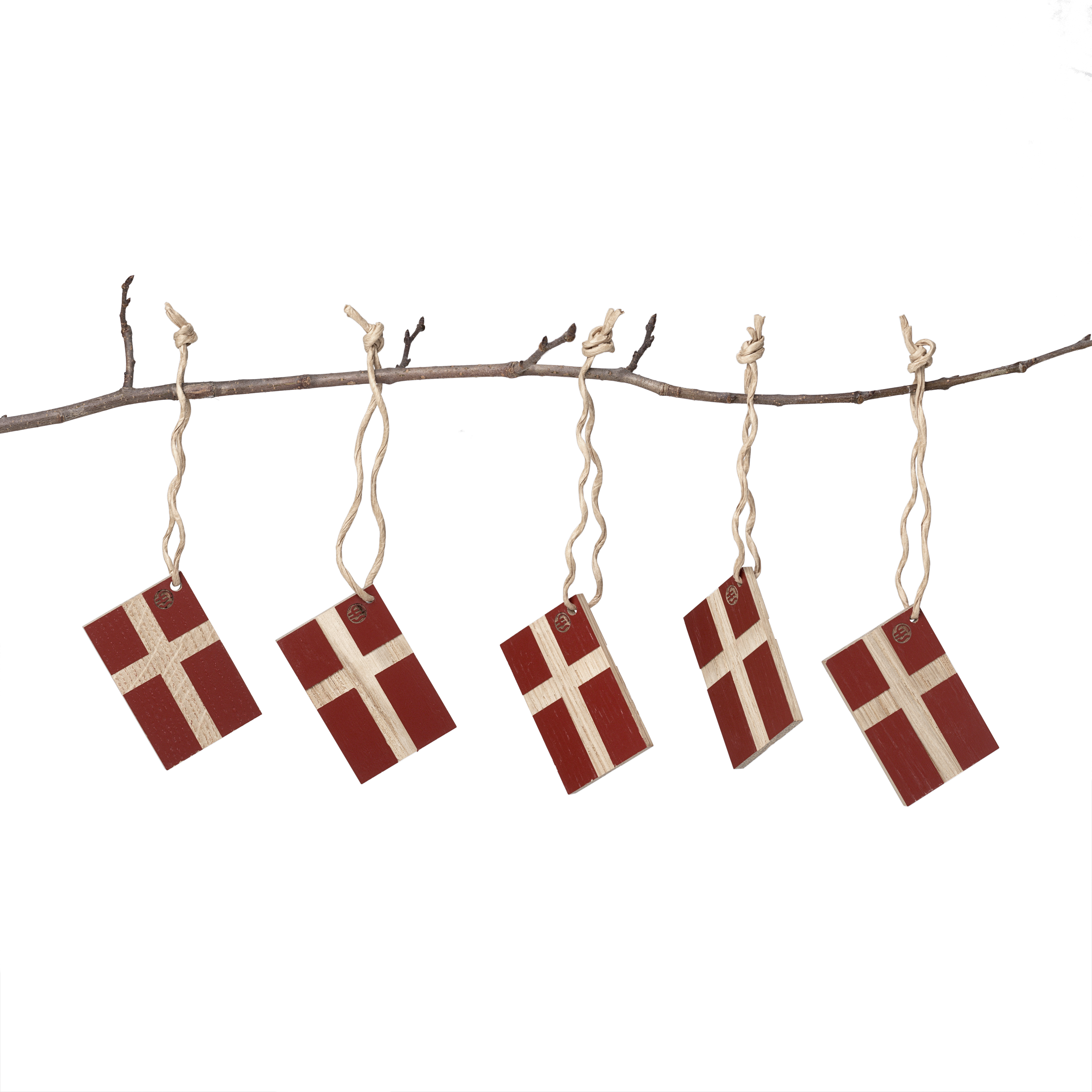 CHS Dannebrog Vlag eiken/rood, 4 x 6 cm - set van 5